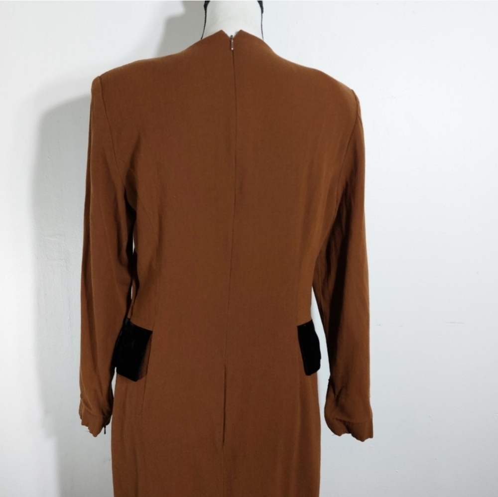 Vintage Carlisle Fully Lined Brown Long Sleeve Career Dress Size 12 - Picture 11 of 13